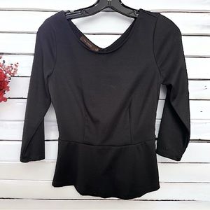 The Limited Black Peplum Women’s Top • 3/4 Sleeve Shirt • Size Small